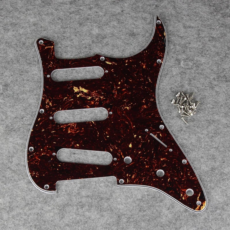 FLEOR 11 Holes ST Style Pickguard SSS Guitar Pickguard Pick Guard Scratchplate with Screws Set,4Ply Brown Tortoise Shell - Image 3